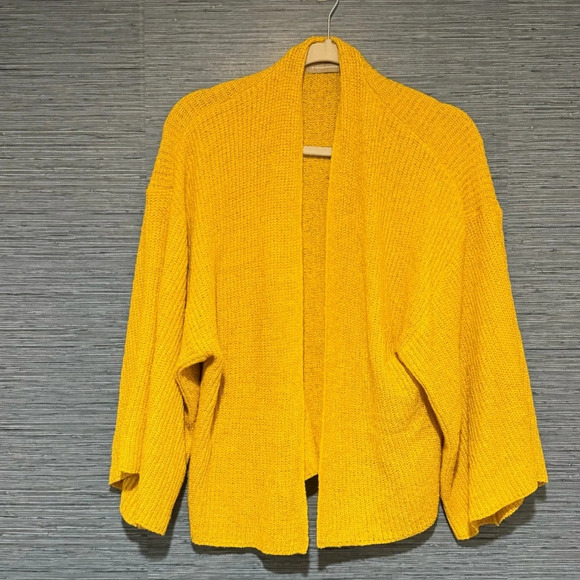 Anthropologie Sweaters - Anthropologie Knit Boxy Wide Sleeves Cardigan Yellow Mustard